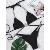 Rhinestone Crystal Diamond Bikini - Luxury Halter Push-Up Swimwear for Women